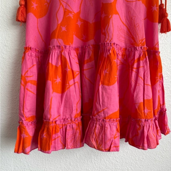 Z + L Bright Floral Made In India Cotton Crochet Detail Dress Size Large - Picture 5 of 11
